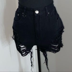 Black Ripped Shorts